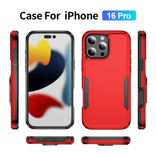 For iPhone 16 Pro Pioneer Armor Heavy Duty PC + TPU Phone Case(Red+Black) by buy2fix