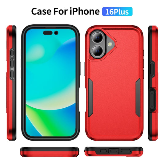 For iPhone 16 Plus Pioneer Armor Heavy Duty PC + TPU Phone Case(Red+Black) by buy2fix