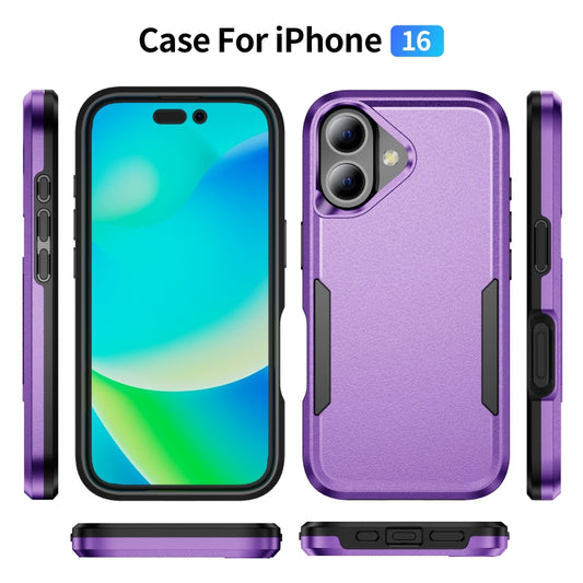 For iPhone 16 Pioneer Armor Heavy Duty PC + TPU Phone Case(Purple+Black) by buy2fix