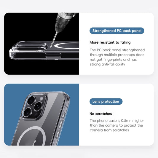 For iPhone 16 Plus Crystal Clear MagSafe Magnetic Phone Case(Transparent Titanium Blue) by buy2fix