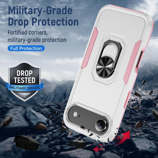 For iPhone Air Pioneer Armor Heavy Duty PC + TPU Phone Case with Holder(White+Pink) - iPhone Air Cases by buy2fix | Online Shopping UK | buy2fix