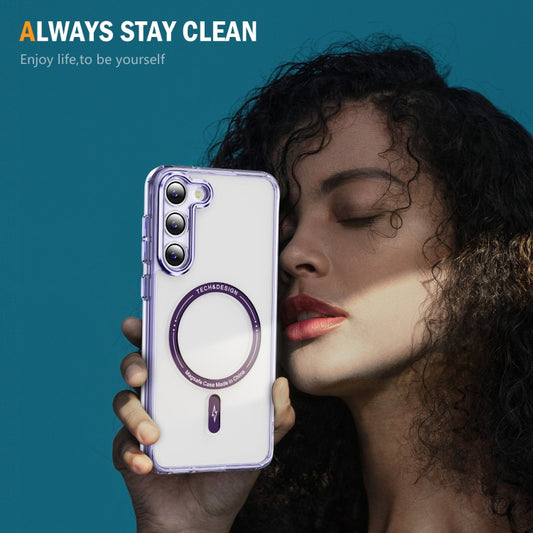 For Samsung Galaxy S23+ 5G Airbag Magsafe PC Hybrid TPU Phone Case(Clear Purple) by buy2fix
