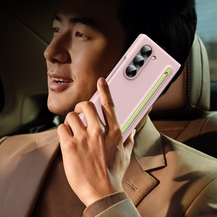 For Samsung Galaxy Z Fold6 Skin Feel Foldable Shockproof Phone Case with Capacitive Stylus(Pink) - Galaxy Z Fold6 5G Cases by buy2fix | Online Shopping UK | buy2fix