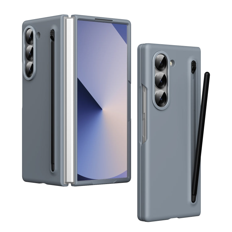 For Samsung Galaxy Z Fold6 Skin Feel Foldable Shockproof Phone Case with Capacitive Stylus(Grey) - Galaxy Z Fold6 5G Cases by buy2fix | Online Shopping UK | buy2fix