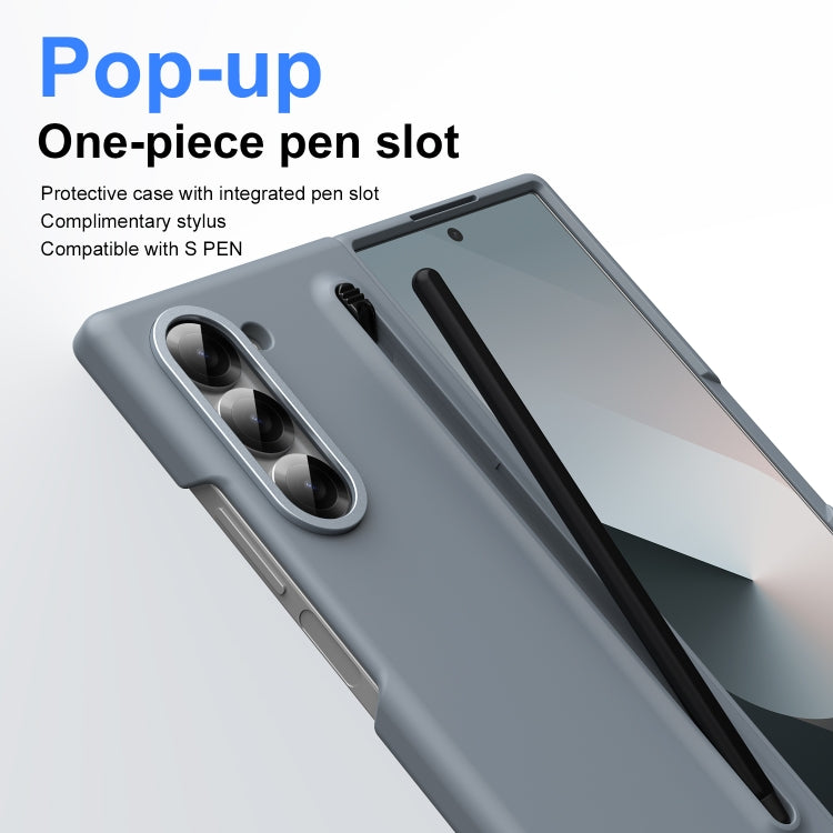 For Samsung Galaxy Z Fold6 Skin Feel Foldable Shockproof Phone Case with Capacitive Stylus(Grey) - Galaxy Z Fold6 5G Cases by buy2fix | Online Shopping UK | buy2fix
