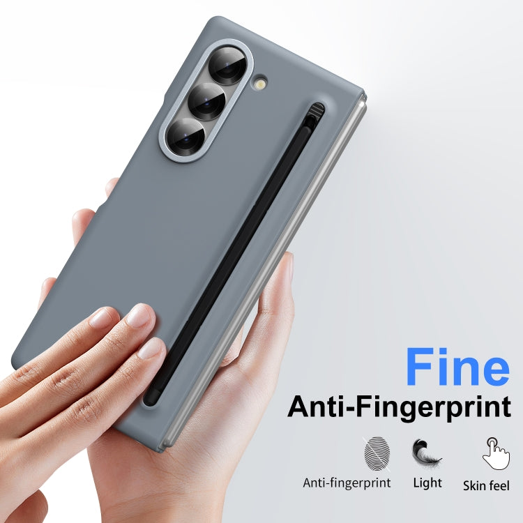 For Samsung Galaxy Z Fold6 Skin Feel Foldable Shockproof Phone Case with Capacitive Stylus(Grey) - Galaxy Z Fold6 5G Cases by buy2fix | Online Shopping UK | buy2fix