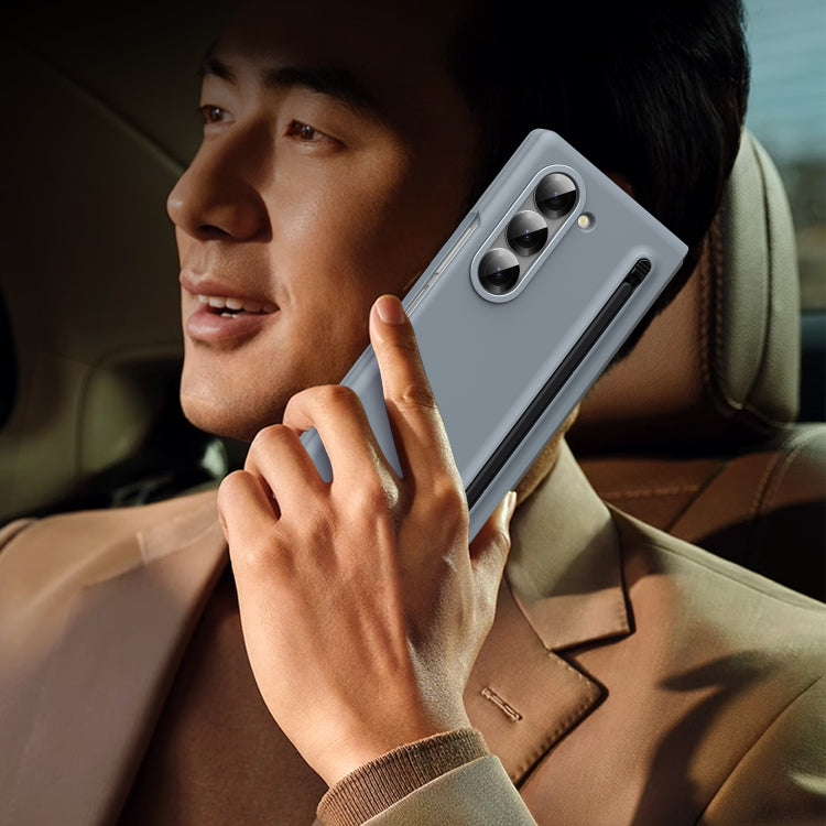 For Samsung Galaxy Z Fold6 Skin Feel Foldable Shockproof Phone Case with Capacitive Stylus(Grey) - Galaxy Z Fold6 5G Cases by buy2fix | Online Shopping UK | buy2fix