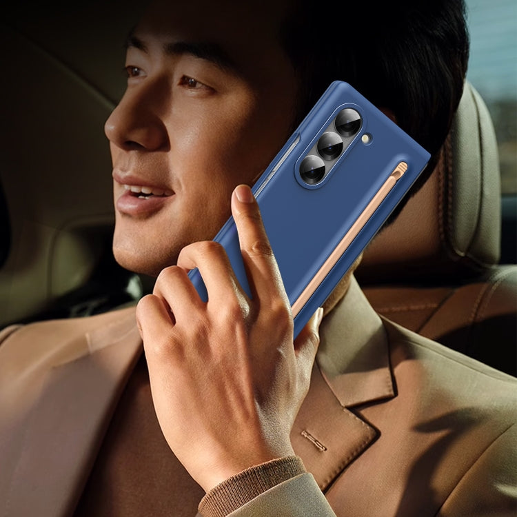 For Samsung Galaxy Z Fold6 Skin Feel Foldable Shockproof Phone Case with Capacitive Stylus(Blue) - Galaxy Z Fold6 5G Cases by buy2fix | Online Shopping UK | buy2fix