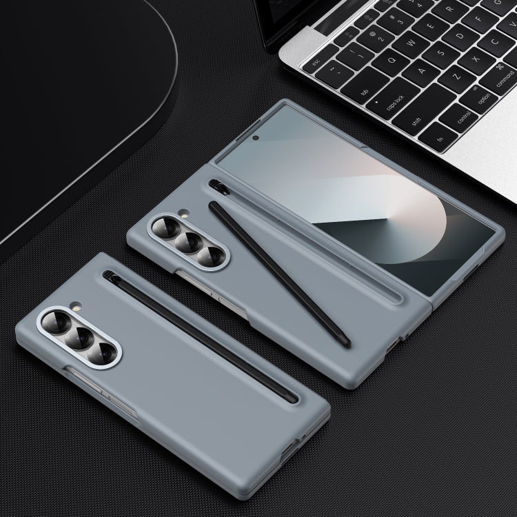 For Samsung Galaxy Z Fold6 Integrated Skin Feel Foldable Phone Case with Capacitive Stylus(Grey) - Galaxy Z Fold6 5G Cases by buy2fix | Online Shopping UK | buy2fix