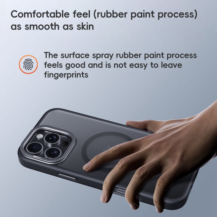 For iPhone 16 Pro Frosted Lens Holder MagSafe Magnetic Phone Case(Black) by buy2fix