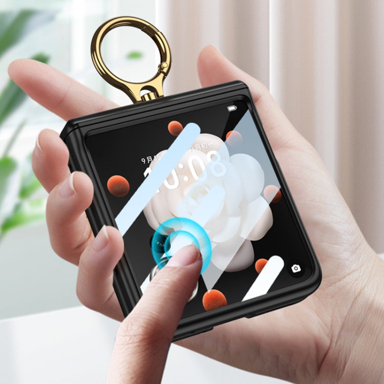 For Honor Magic V Flip GKK Integrated Magnetic Folding Hinge Full Coverage Phone Case with Ring Holder(Black) - Honor Cases by GKK | Online Shopping UK | buy2fix