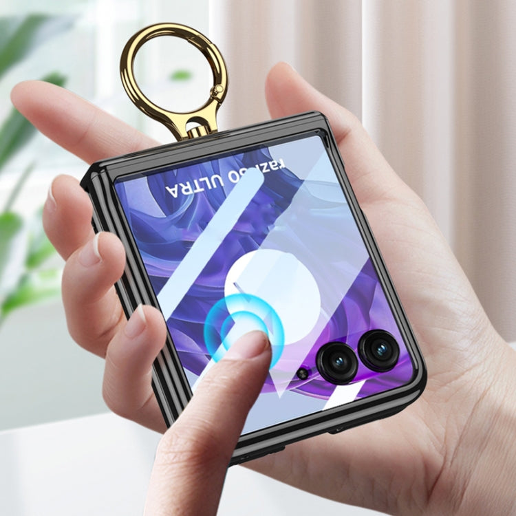 For Motorola Razr 50 Ultra GKK Integrated Magnetic Folding Phantom Rotary Phone Case with Ring Holder(Black) - Motorola Cases by GKK | Online Shopping UK | buy2fix