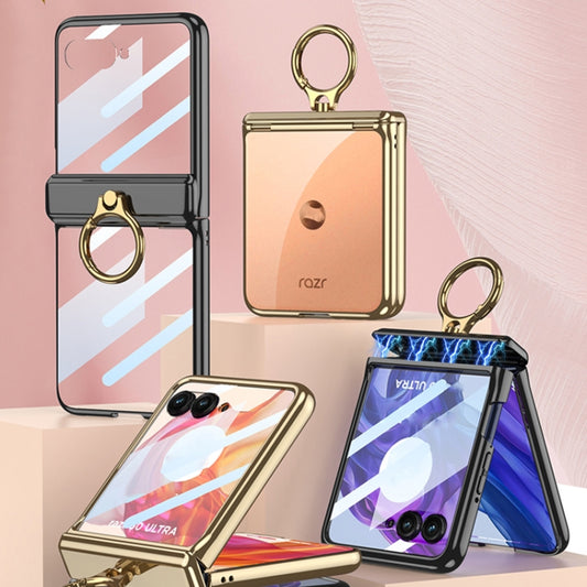For Motorola Razr 50 GKK Integrated Magnetic Folding Phantom Rotary Phone Case with Ring Holder(Champagne Gold) by GKK