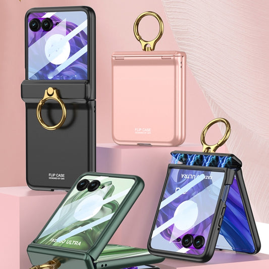 For Motorola Razr 50 GKK Integrated Magnetic Hinged Flip Case with Ring Holder(Pink) by GKK