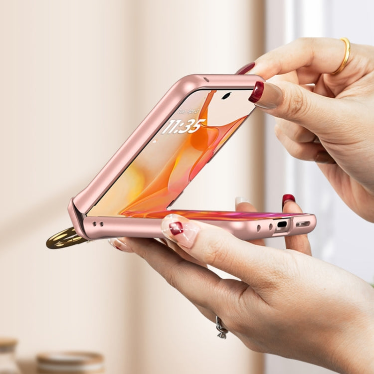 For Motorola Razr 50 GKK Integrated Magnetic Hinged Flip Case with Ring Holder(Pink) - Motorola Cases by GKK | Online Shopping UK | buy2fix