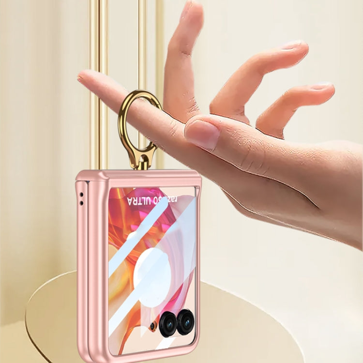 For Motorola Razr 50 GKK Integrated Magnetic Hinged Flip Case with Ring Holder(Pink) - Motorola Cases by GKK | Online Shopping UK | buy2fix