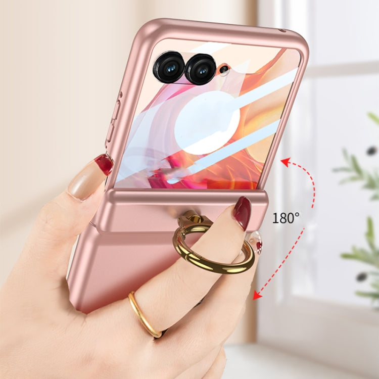 For Motorola Razr 50 GKK Integrated Magnetic Hinged Flip Case with Ring Holder(Pink) - Motorola Cases by GKK | Online Shopping UK | buy2fix