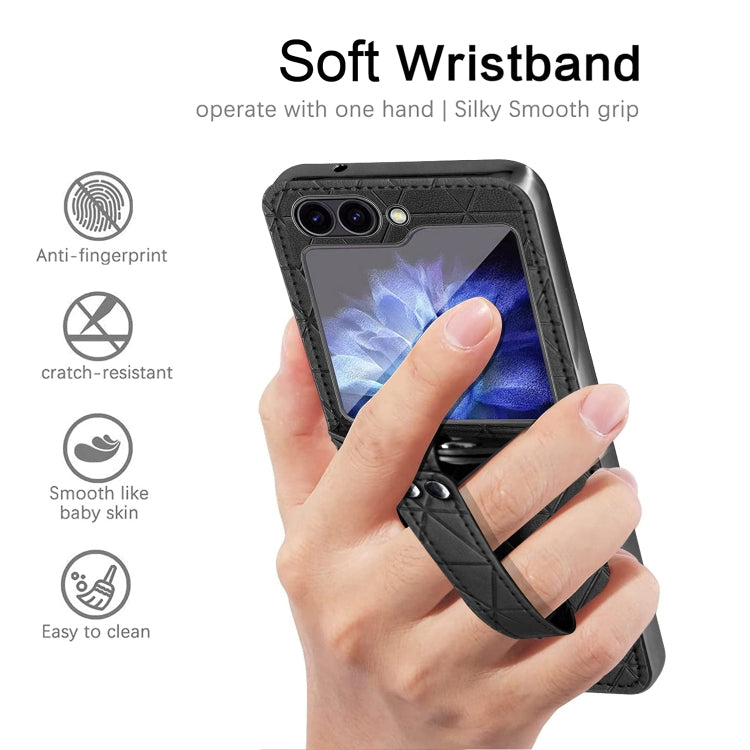 For Samsung Galaxy Z Flip6 / Flip7 FE Electroplating PC Hybrid PU Leather Phone Case with Wristband(Green) - Galaxy Z Flip6 5G Cases by buy2fix | Online Shopping UK | buy2fix