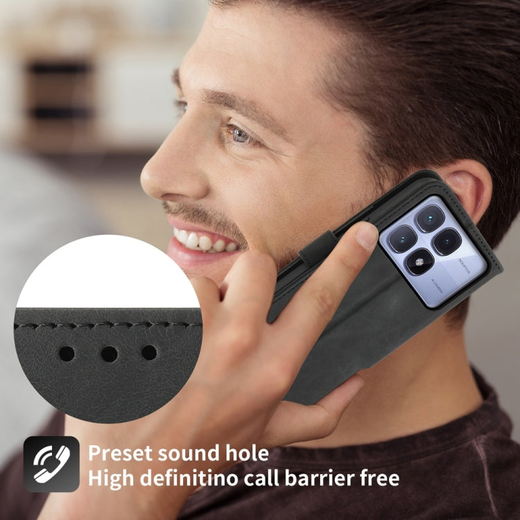 For Redmi K70 Ultra Skin Feel Flowers Embossed Wallet Leather Phone Case(Black) by buy2fix