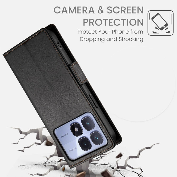 For Redmi K70 Ultra Side Buckle Magnetic Frosted Leather Phone Case(Black) by buy2fix