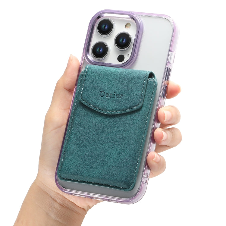 Denior V12 MagSafe Magnetic Phone PU Card Sleeve(Blue) - Adhesive Card Holders by Denior | Online Shopping UK | buy2fix