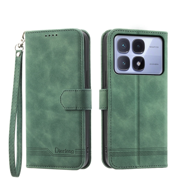 For Redmi K70 Ultra Dierfeng Dream Line TPU Hybrid PU Leather Phone Case(Green) - Xiaomi Cases by buy2fix | Online Shopping UK | buy2fix