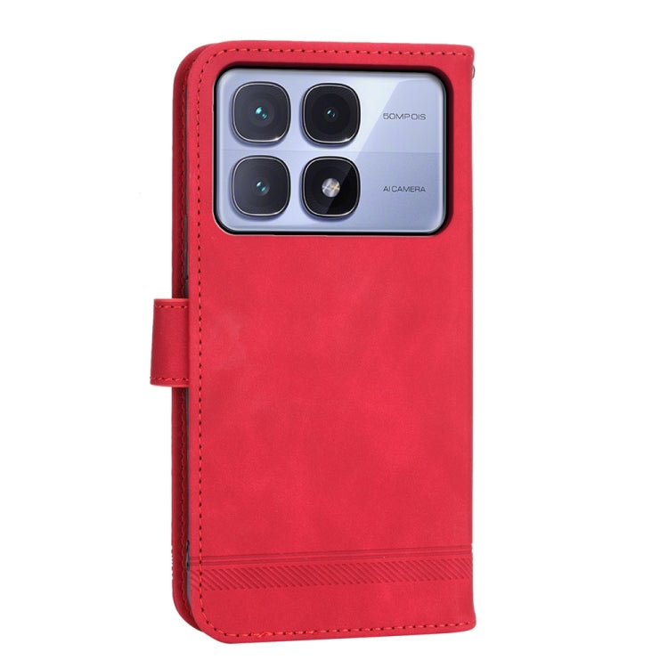 For Redmi K70 Ultra Dierfeng Dream Line TPU Hybrid PU Leather Phone Case(Red) - Xiaomi Cases by buy2fix | Online Shopping UK | buy2fix