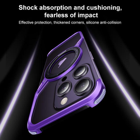 For iPhone 15 Frameless Rotation Holder Magsafe Metal Phone Case(Space Gray) by buy2fix