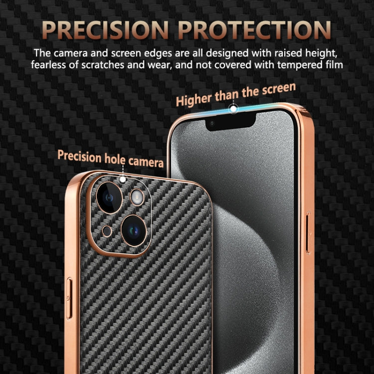 For iPhone 14 AZNS Electroplated Edge Carbon Fiber Texture Phone Case(Black) - iPhone 14 Cases by AZNS | Online Shopping UK | buy2fix