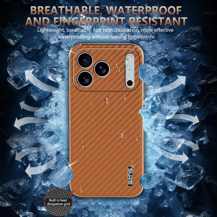 For iPhone 17 Pro Max AZNS Electroplated Edge Carbon Fiber Texture Phone Case(Green) - iPhone 17 Pro Max Cases by AZNS | Online Shopping UK | buy2fix