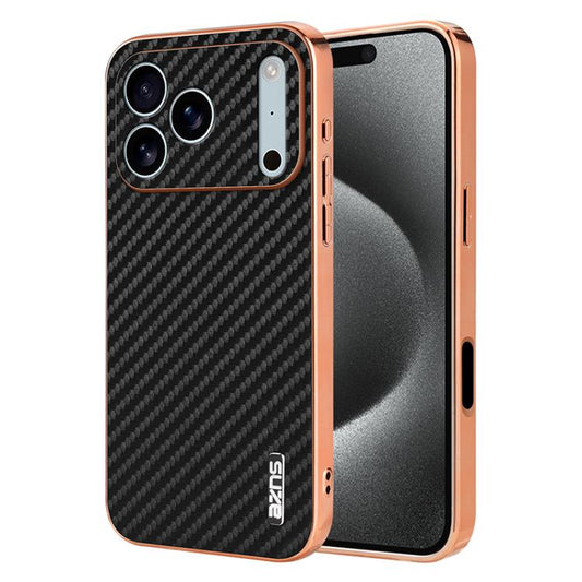 For iPhone 17 Pro AZNS Electroplated Edge Carbon Fiber Texture Phone Case(Black) - iPhone 17 Pro Cases by AZNS | Online Shopping UK | buy2fix