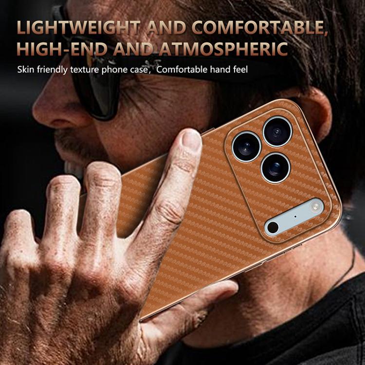 For iPhone 17 Pro AZNS Electroplated Edge Carbon Fiber Texture Phone Case(Brown) - iPhone 17 Pro Cases by AZNS | Online Shopping UK | buy2fix