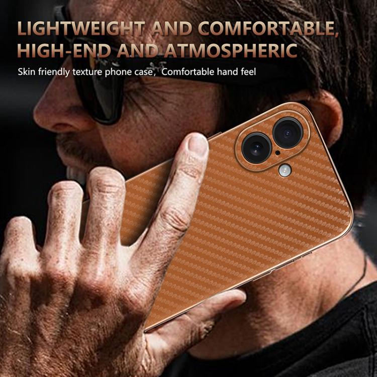 For iPhone 17 AZNS Electroplated Edge Carbon Fiber Texture Phone Case(Brown) - iPhone 17 Cases by AZNS | Online Shopping UK | buy2fix