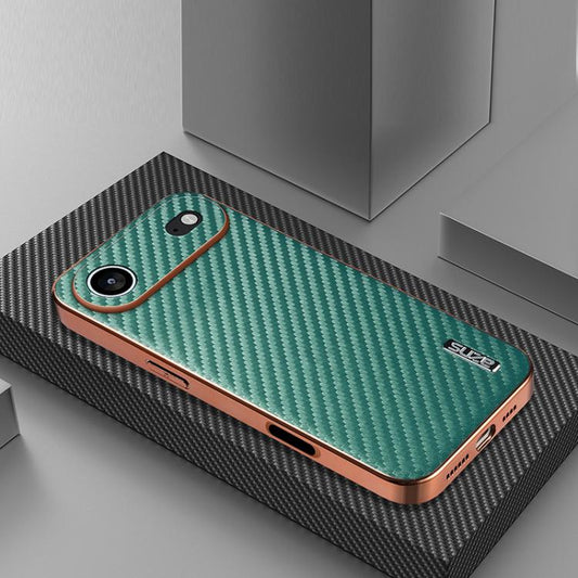 For iPhone 17 Air AZNS Electroplated Edge Carbon Fiber Texture Phone Case(Green) - iPhone 17 Air Cases by AZNS | Online Shopping UK | buy2fix