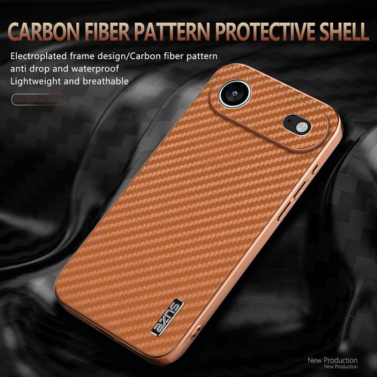 For iPhone 17 Air AZNS Electroplated Edge Carbon Fiber Texture Phone Case(Green) - iPhone 17 Air Cases by AZNS | Online Shopping UK | buy2fix