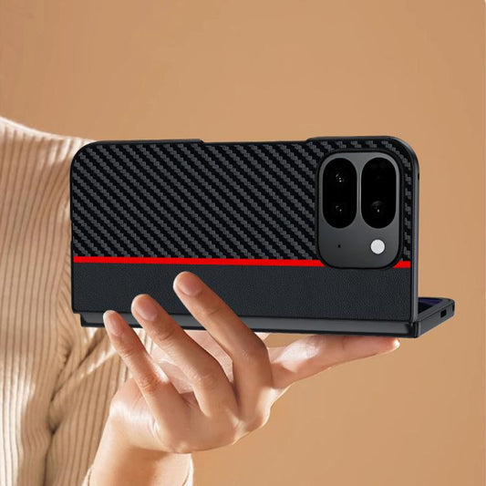For Google Pixel 10 Pro Fold Ultra-thin Carbon Fiber Texture Printing Phone Case(Black Red) - Google Cases by buy2fix | Online Shopping UK | buy2fix