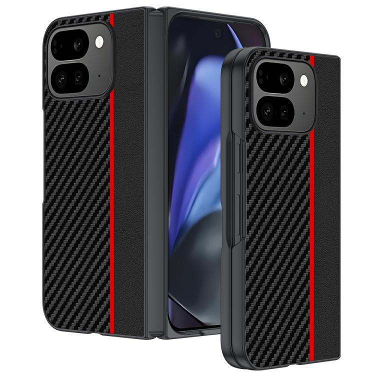 For Google Pixel 10 Pro Fold Ultra-thin Carbon Fiber Texture Printing Phone Case(Black Red) - Google Cases by buy2fix | Online Shopping UK | buy2fix