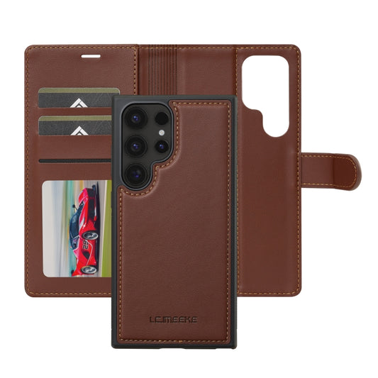 For Samsung Galaxy S24 Ultra 5G LC.IMEEKE L2 Series Detachable Magsafe PU Phone Case with Lanyard(Brown) by LC.IMEEKE