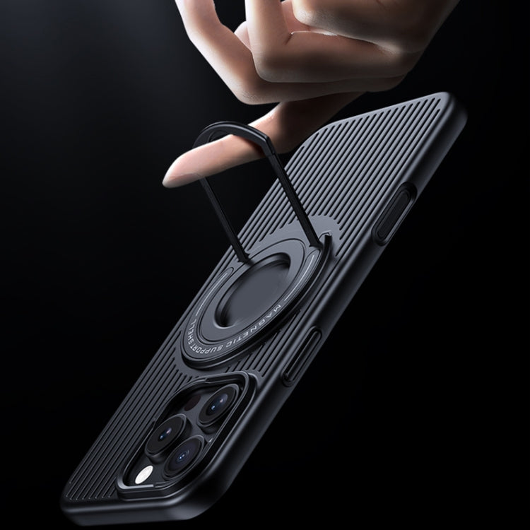 For iPhone 16 Pro Cooling MagSafe Magnetic Phone Case with Trolley Bracket(Black) by buy2fix