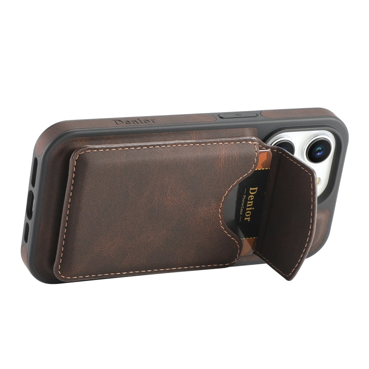 For iPhone 12 Pro Max Denior D19 Skin Feel MagSafe Detachable Card Slot Phone Case(Brown) by Denior