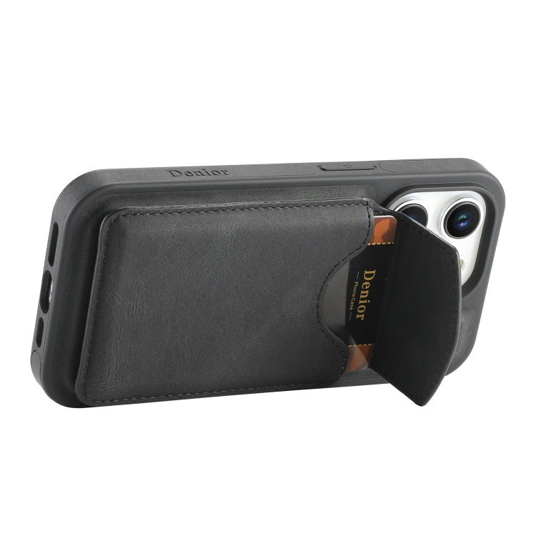 For iPhone 12 Pro Max Denior D19 Skin Feel MagSafe Detachable Card Slot Phone Case(Black) by Denior