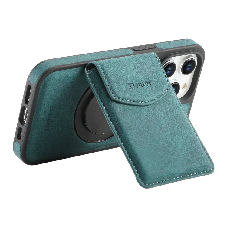 For iPhone 14 Pro Denior D20 Skin Feel MagSafe Holder Detachable Card Slot Phone Case(Blue) by Denior
