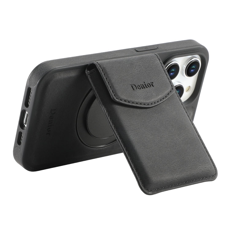 For iPhone 12 / 12 Pro Denior D20 Skin Feel MagSafe Holder Detachable Card Slot Phone Case(Black) by Denior