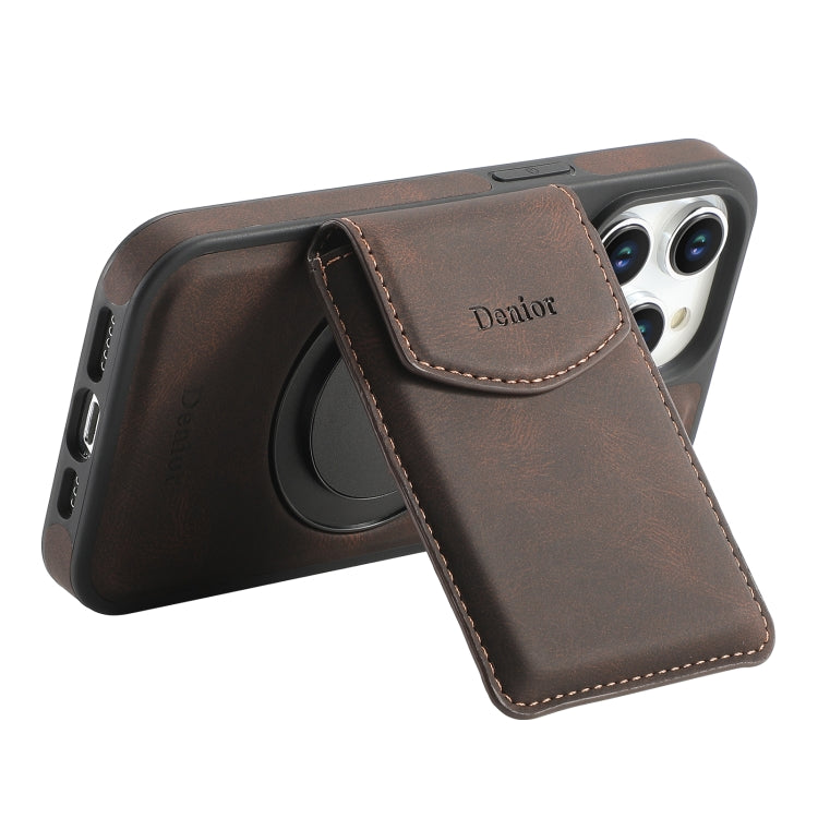For iPhone 12 Pro Max Denior D20 Skin Feel MagSafe Holder Detachable Card Slot Phone Case(Brown) by Denior