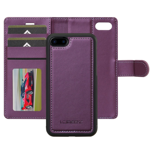 For iPhone 7 / 8 / SE 2020 2022 LC.IMEEKE L2 Series Detachable Magsafe PU Phone Case with Lanyard(Purple) by LC.IMEEKE