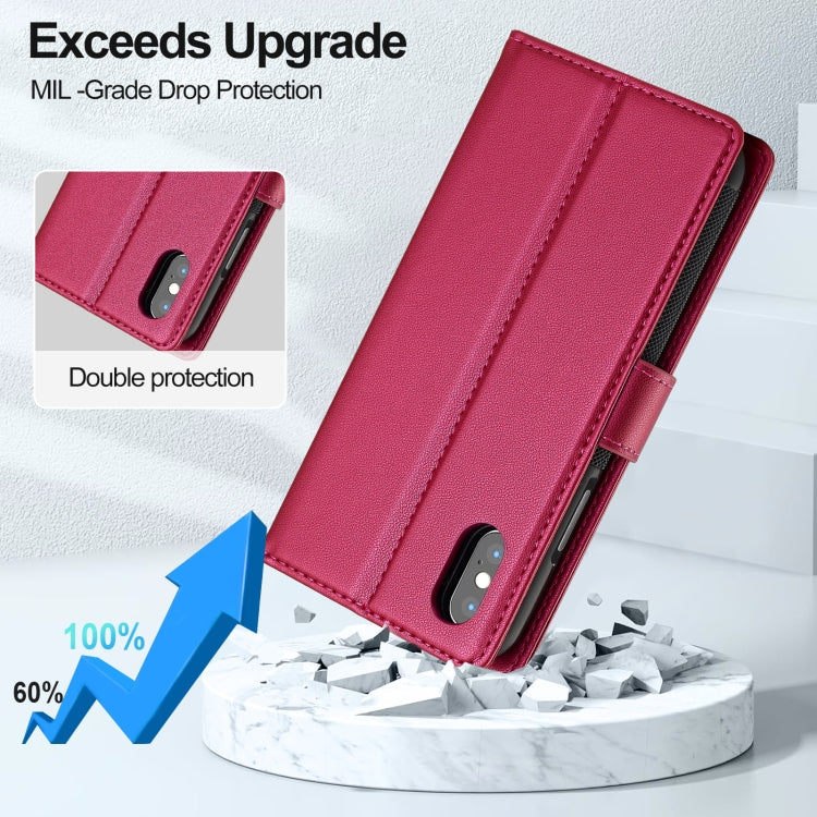 For iPhone X / XS LC.IMEEKE L2 Series Detachable Magsafe PU Phone Case with Lanyard(Red) by LC.IMEEKE