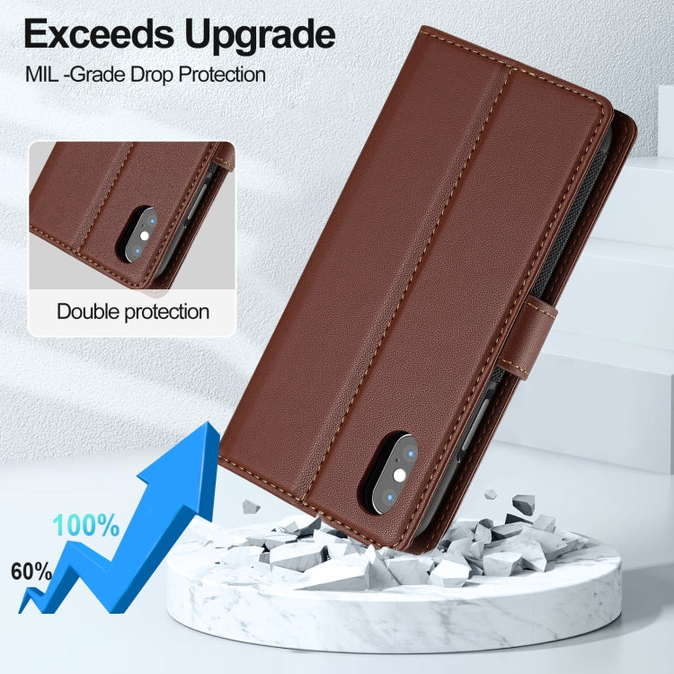 For iPhone XR LC.IMEEKE L2 Series Detachable Magsafe PU Phone Case with Lanyard(Brown) by LC.IMEEKE