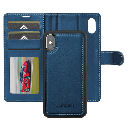 For iPhone XR LC.IMEEKE L2 Series Detachable Magsafe PU Phone Case with Lanyard(Blue) by LC.IMEEKE