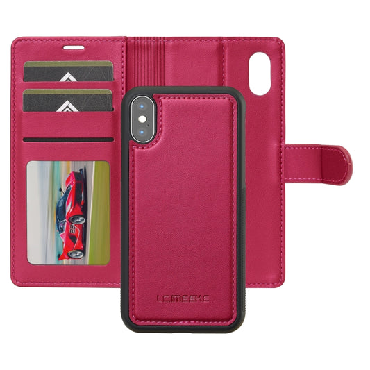 For iPhone XR LC.IMEEKE L2 Series Detachable Magsafe PU Phone Case with Lanyard(Red) by LC.IMEEKE