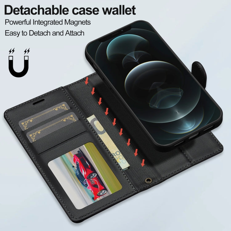 For iPhone 11 LC.IMEEKE L2 Series Detachable Magsafe PU Phone Case with Lanyard(Black) by LC.IMEEKE
